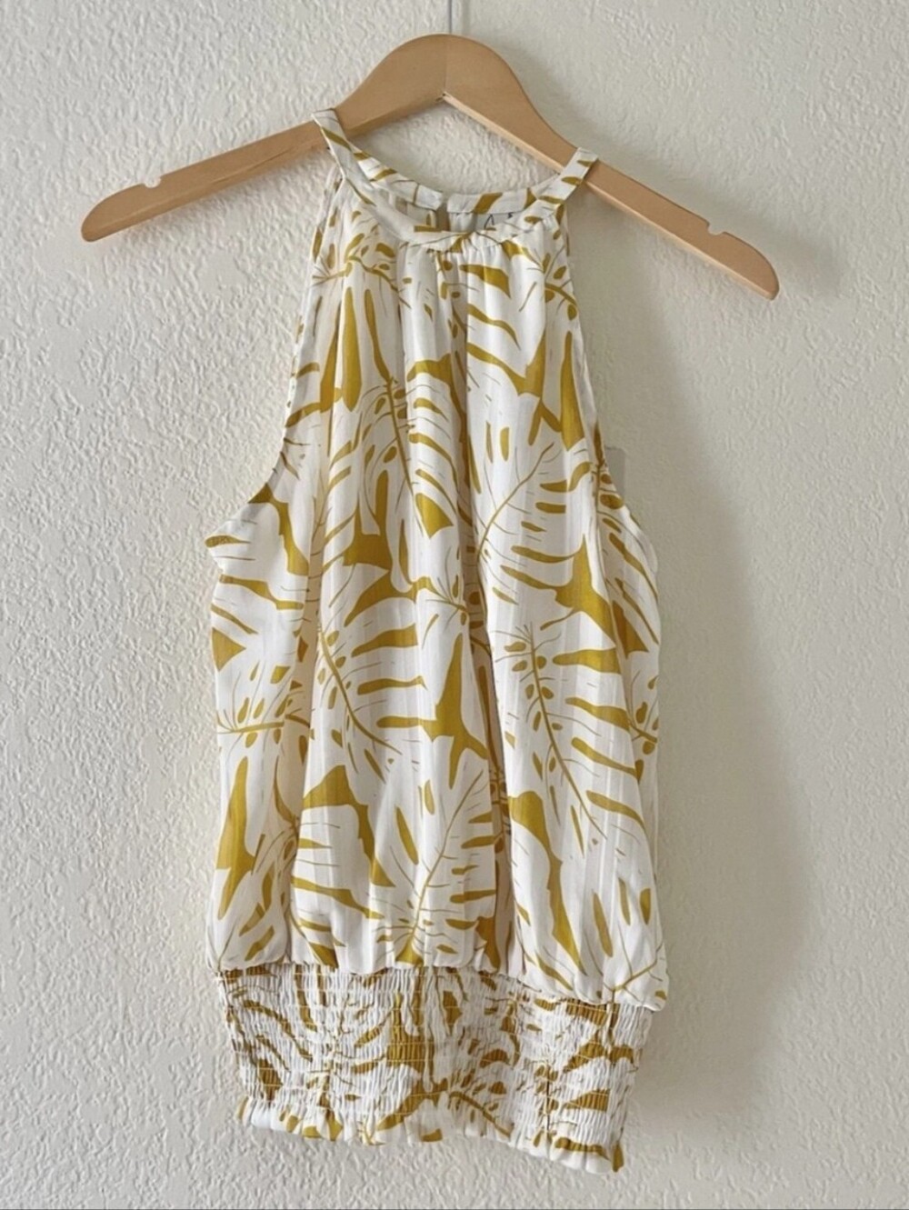 Joie White & Mustard Halter Botanical Print Camisole